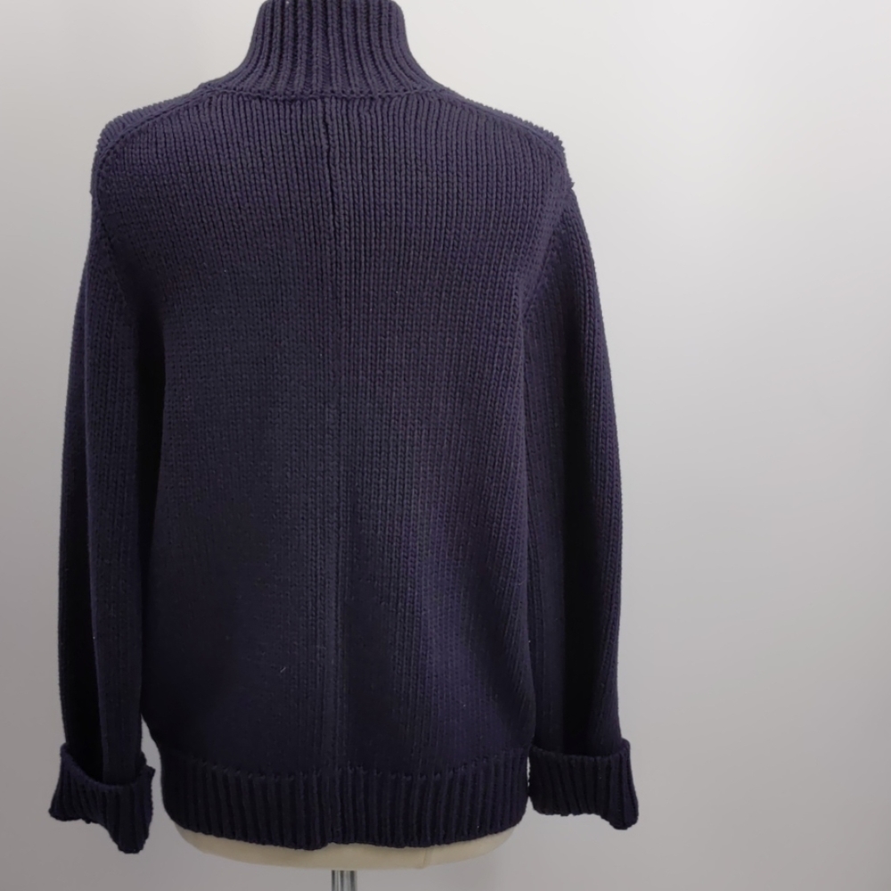 Lands' End navy blue cotton cardigan-sz M - Picture 5 of 6